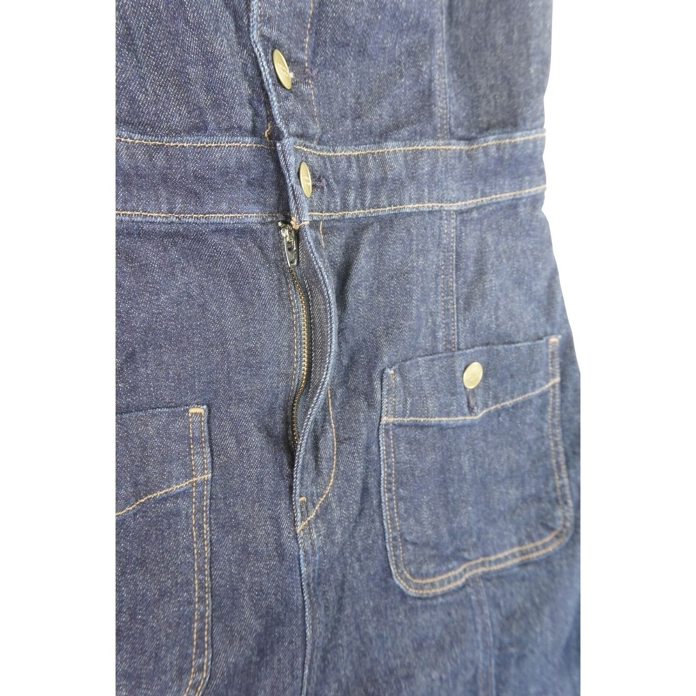 American Eagle Outfitters Midi Dress Women M Blue Denim Cotton Stretch Button Up - Picture 5 of 15